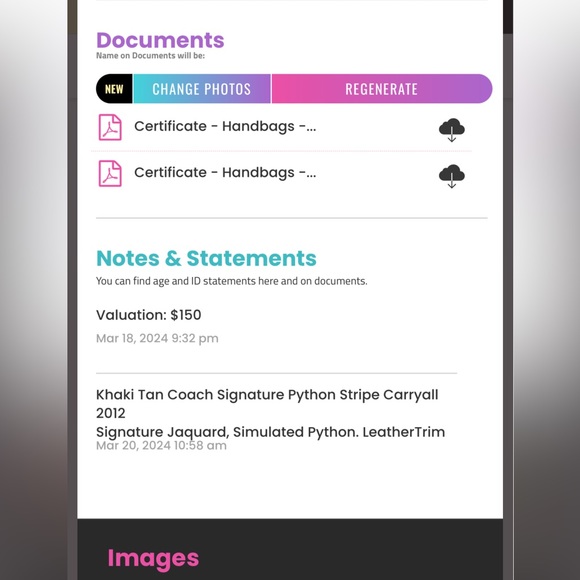 AUTHENTIC COACH SIGNATURE STRIPE PYTHON STRIPE CARRYALL. - Picture 14 of 14